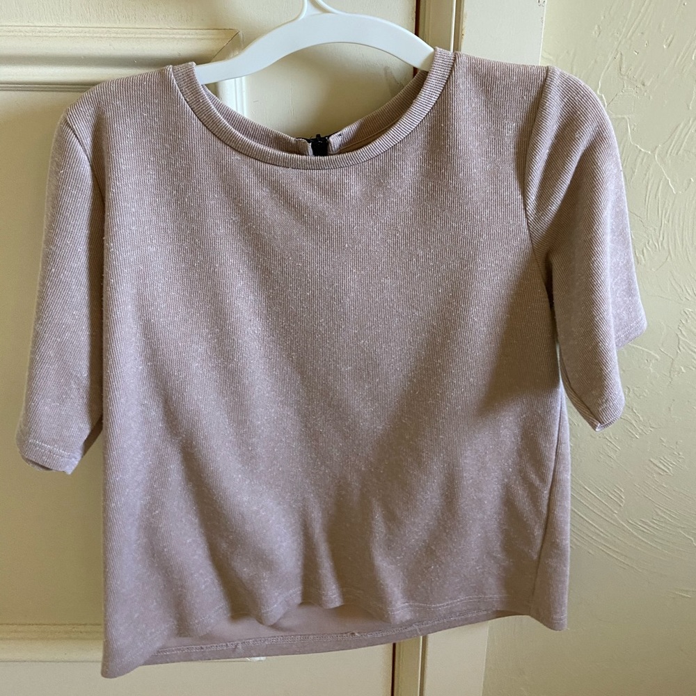 Topshop Zip Back Tee Crop Top in light pink